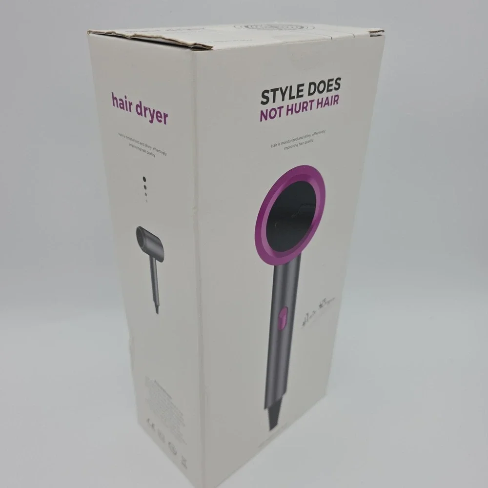 NIB! Pro Hair Dryer w/ High Speed Motor 360° Air Intake, Black & Purple